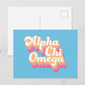Alpha Chi Omega | Groovy Schrift Postkarte (Vorne/Hinten)