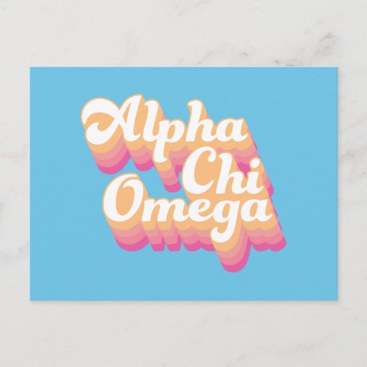 Alpha Chi Omega | Groovy Schrift Postkarte (Vorderseite)