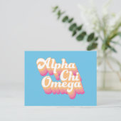 Alpha Chi Omega | Groovy Schrift Postkarte (Stehend Vorderseite)