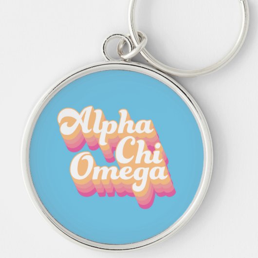 Alpha Chi Omega | Groovy Schrift Schlüsselanhänger (Vorne)
