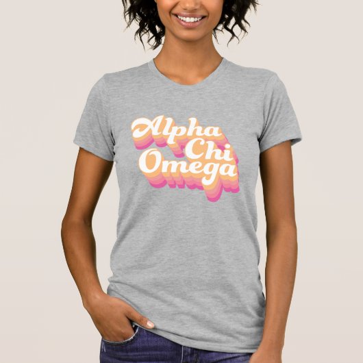 Alpha Chi Omega | Groovy Schrift T-Shirt (Vorderseite)