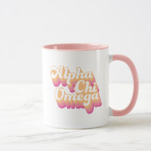 Alpha Chi Omega Groovy Schrift Tasse