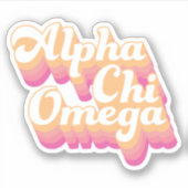 Alpha Chi Omega | Groovy Script Aufkleber (Vorderseite)
