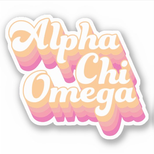 Alpha Chi Omega | Groovy Script Aufkleber (Vorderseite)