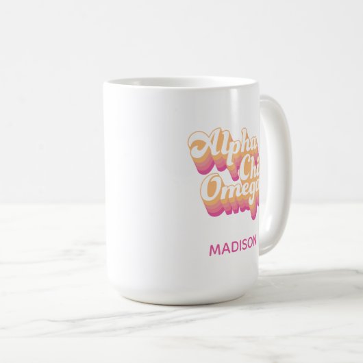 Alpha Chi Omega| Groovy Script Kaffeetasse (VorderseiteRechts)