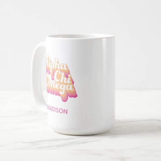 Alpha Chi Omega| Groovy Script Kaffeetasse (Vorderseite Links)