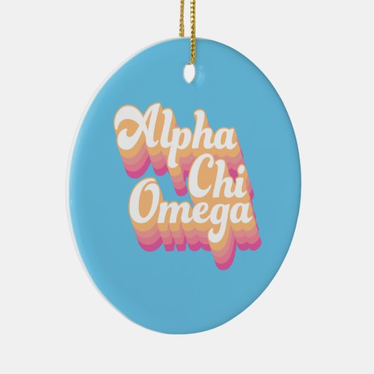 Alpha Chi Omega | Groovy Script Keramik Ornament (Rechts)