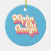 Alpha Chi Omega | Groovy Script Keramik Ornament (Vorne)