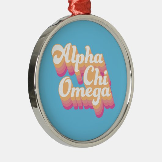 Alpha Chi Omega | Groovy Script Ornament Aus Metall (Rechts)