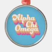 Alpha Chi Omega | Groovy Script Ornament Aus Metall (Vorne)