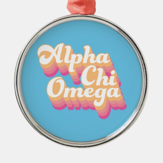 Alpha Chi Omega | Groovy Script Ornament Aus Metall (Vorne)