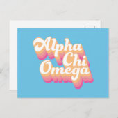 Alpha Chi Omega | Groovy Script Postkarte (Vorne/Hinten)