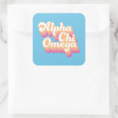 Alpha Chi Omega | Groovy Script Quadratischer Aufkleber (Tasche)