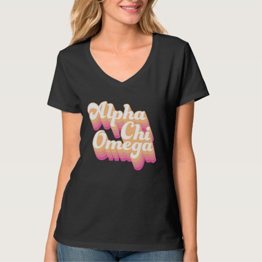 Alpha Chi Omega| Groovy Script T-Shirt (Vorderseite)