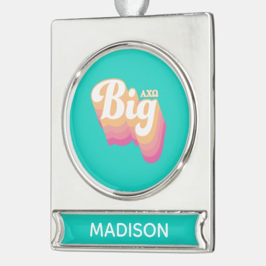 Alpha Chi Omega| groß Banner-Ornament Silber (Links)