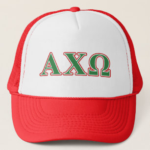 Alpha Chi Omega Grün und Rote Buchstaben Truckerkappe