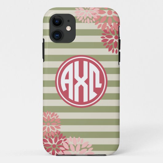 Alpha Chi Omega | Monogramm-Streifenmuster Case-Mate iPhone Hülle (Rückseite)