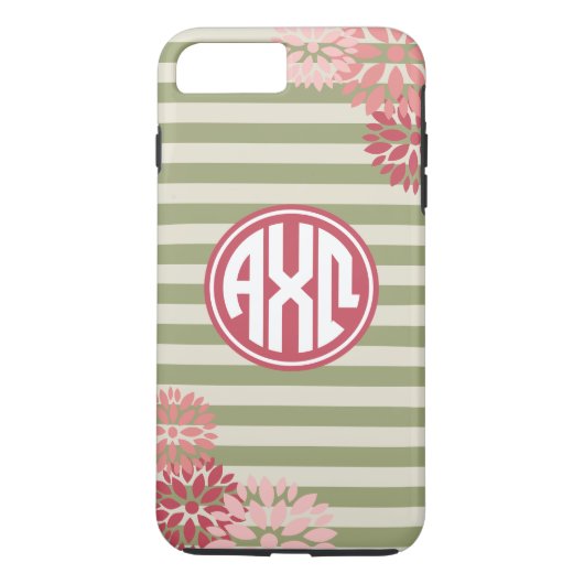 Alpha Chi Omega | Monogramm Streifenmuster Case-Mate iPhone Hülle (Rückseite)