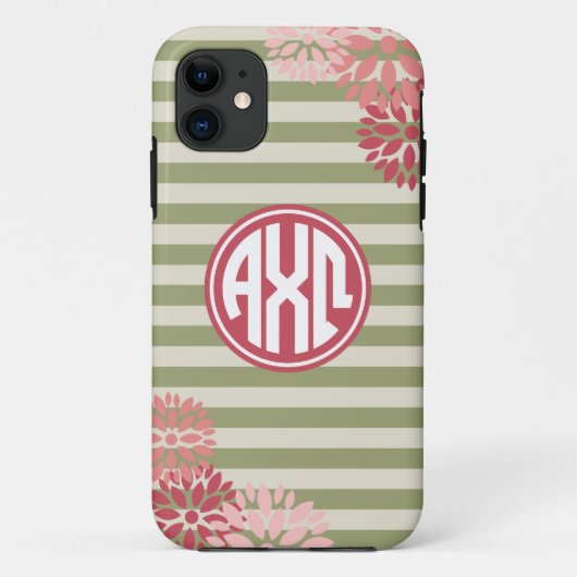 Alpha Chi Omega | Monogramm Streifenmuster Case-Mate iPhone Hülle (Rückseite)