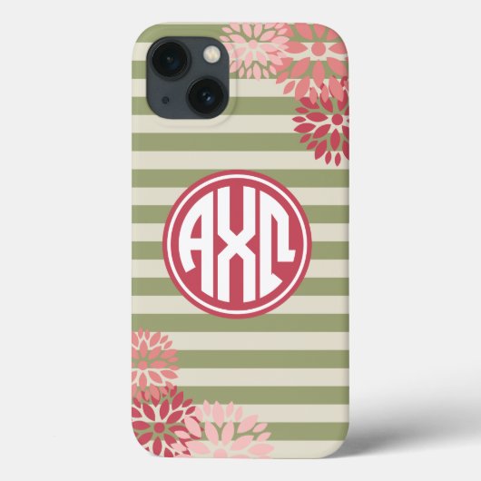 Alpha Chi Omega | Monogramm-Streifenmuster Case-Mate iPhone Hülle (Rückseite)