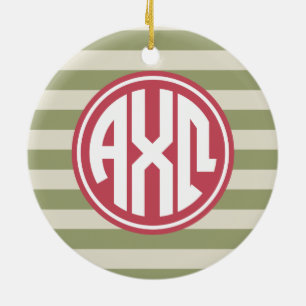 Alpha Chi Omega Monogramm-Streifenmuster Keramikornament