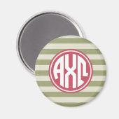 Alpha Chi Omega | Monogramm Streifenmuster Magnet (Vorderseite/Rückseite)