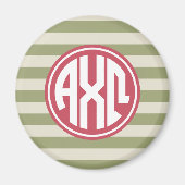 Alpha Chi Omega | Monogramm Streifenmuster Magnet (Vorne)