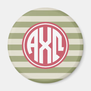 Alpha Chi Omega Monogramm Streifenmuster Magnet
