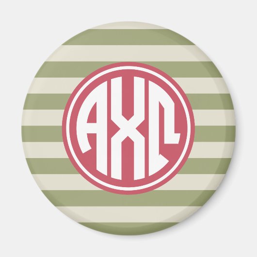 Alpha Chi Omega | Monogramm Streifenmuster Magnet (Vorne)