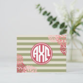 Alpha Chi Omega | Monogramm Streifenmuster Postkarte (Stehend Vorderseite)