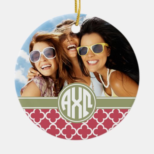 Alpha Chi Omega | Monogramm und Foto Keramik Ornament (Vorne)