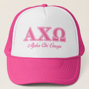 Alpha Chi Omega rosa Buchstaben Truckerkappe
