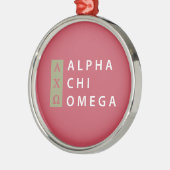 Alpha Chi-Omega| Staplungslogo Silbernes Ornament (Links)