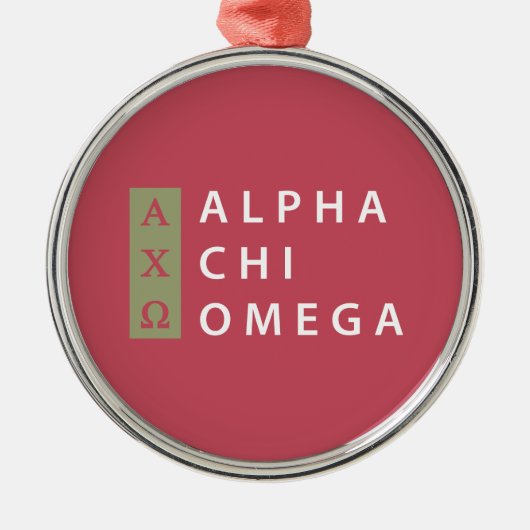 Alpha Chi-Omega| Staplungslogo Silbernes Ornament (Vorne)