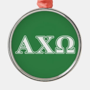 Alpha Chi Omega Weiße und Grüne Buchstaben Ornament Aus Metall