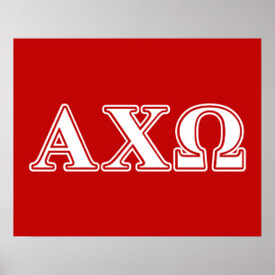Alpha Chi Omega Weiße und Rote Buchstaben Poster
