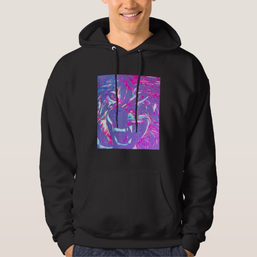 Alpha Face Angry Leader Wolf Hoodie (Vorderseite)