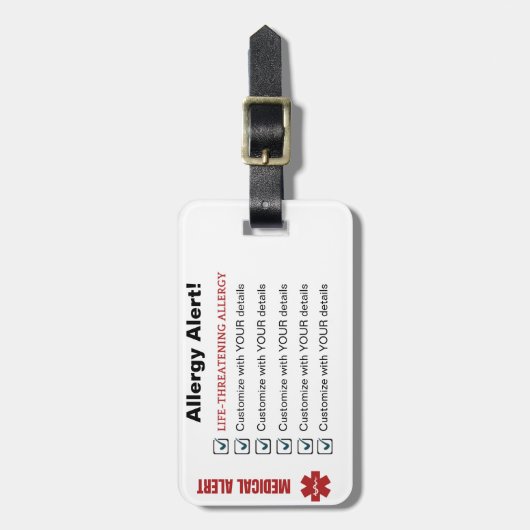 Alpha-gal-Syndrom - Anpassbare Arbeits-/Gepäckmark Gepäckanhänger (Vorderseite vertikal)