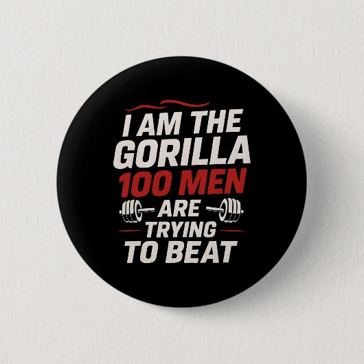 Alpha Gorilla Fitnessstudio Bodybuilding Lustig Fe Button (Vorderseite)