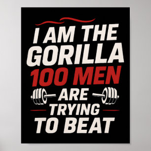 Alpha Gorilla Gym Bodybuilding Lustig Fett Workout Poster