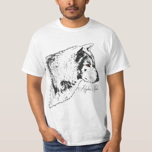 Alpha Gray Wolf Wildlife Illustration T-Shirt (Vorderseite)