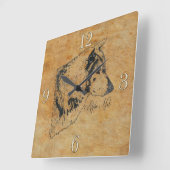 Alpha Gray Wolf Wildlife Portrait Quadratische Wanduhr (Winkel)