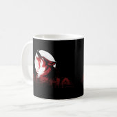 Alpha Howling Wolf Red Glitch Moon Typography Kaffeetasse (Vorderseite Links)