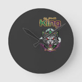 Alpha king lion motivational office runde wanduhr (Vorderseite)