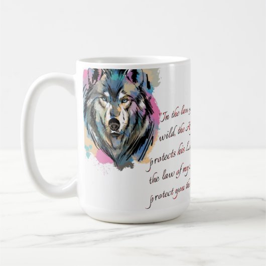 Alpha & Luna Wolf Aquarell-Design Kaffeetasse (Links)