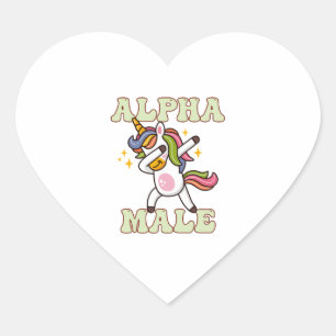 Alpha Male Ironic Unicorn 1 Herz-Aufkleber