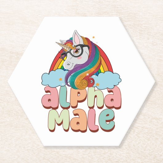 Alpha Male Ironic Unicorn 2 Untersetzer (Vorderseite)