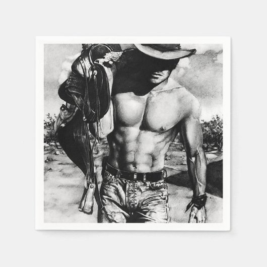 Alpha Male Rustikaler Cooler Western Cowboy Paper Serviette (Vorderseite)