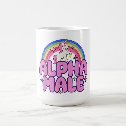 Alpha Male Unicorn Funny Sarcastic Ironic Weird Y2 Kaffeetasse (Mittel)