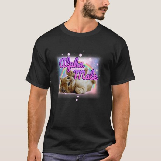 Alpha-Männchen-Katzen-Meme T-Shirt (Vorderseite)
